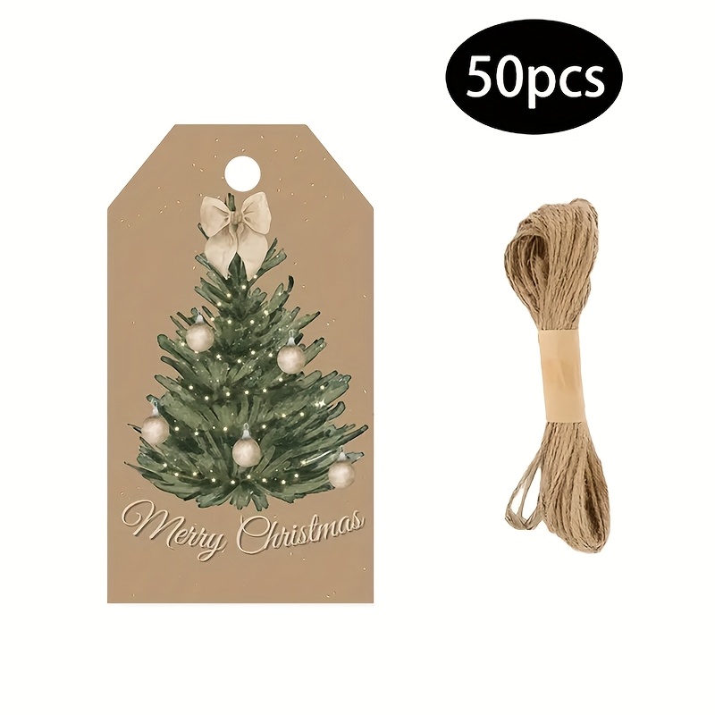 Image of 50pcs Christmas Gift Tags With - "merry Christmas" Design, Multicolor Paper, Ideal For Elegant Holiday Gifts, Decorations, And Celebration Cards