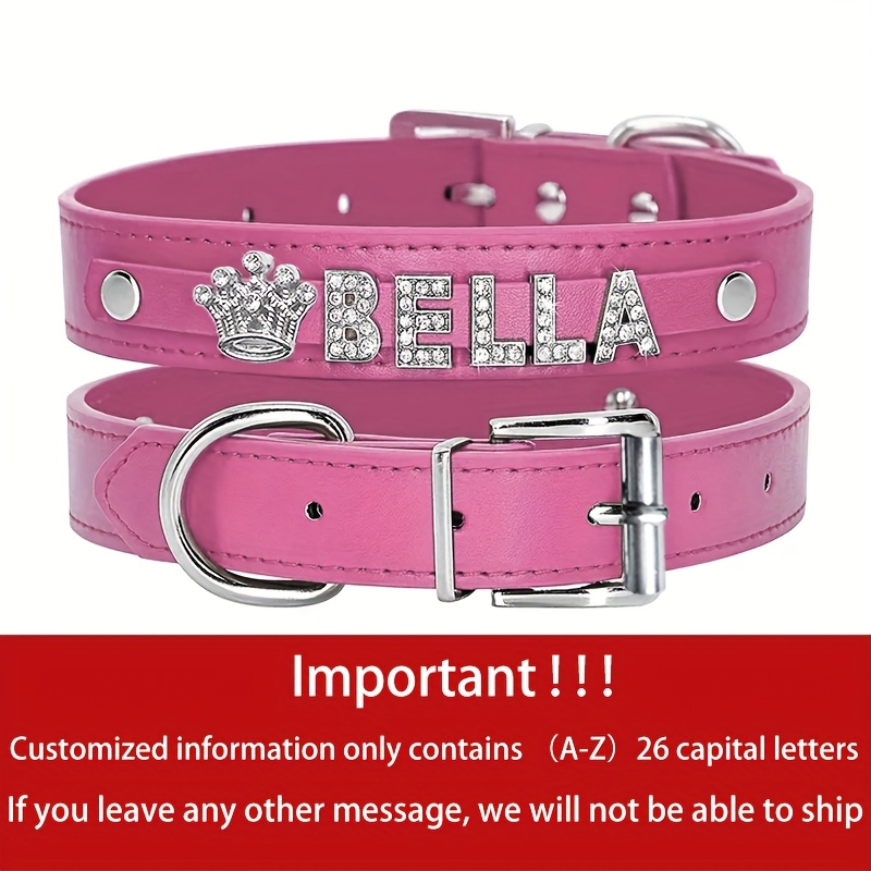 Image of Personalized Dog Collar Pu Leather Puppy Cat Id Collars With Exquisite Pendant, Customized Dog Pendant Tag Accessory Decoration For Small Medium And Large Dogs, Nice Gift For Your Pets