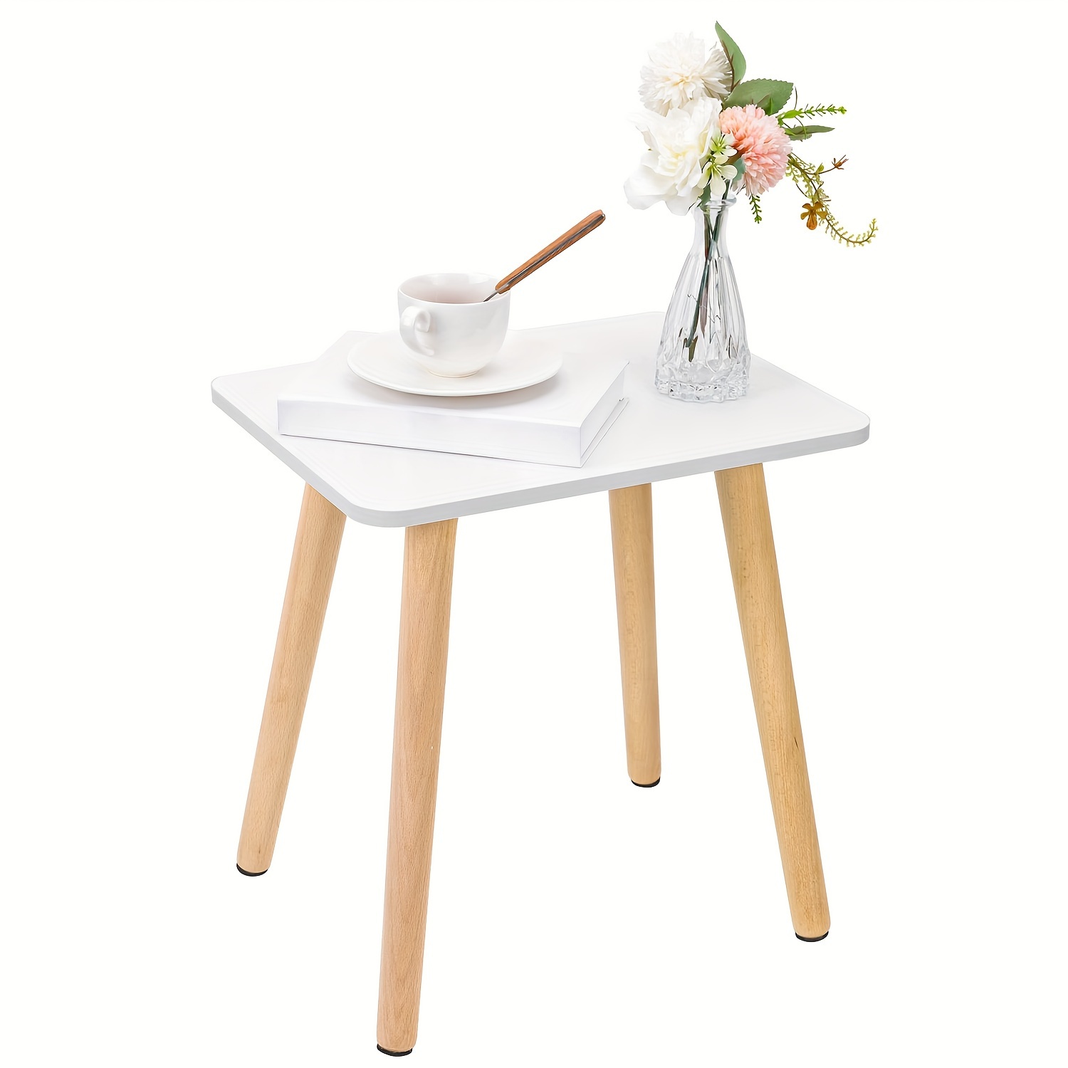

1 Pc White Side Table, Square Table, Small Table, Used As A Garden Side Table Or Plant Stand, Suitable For Placing Remote Control, Coffee, Books, About 40 X 30 Cm, Height 41.91 Cm