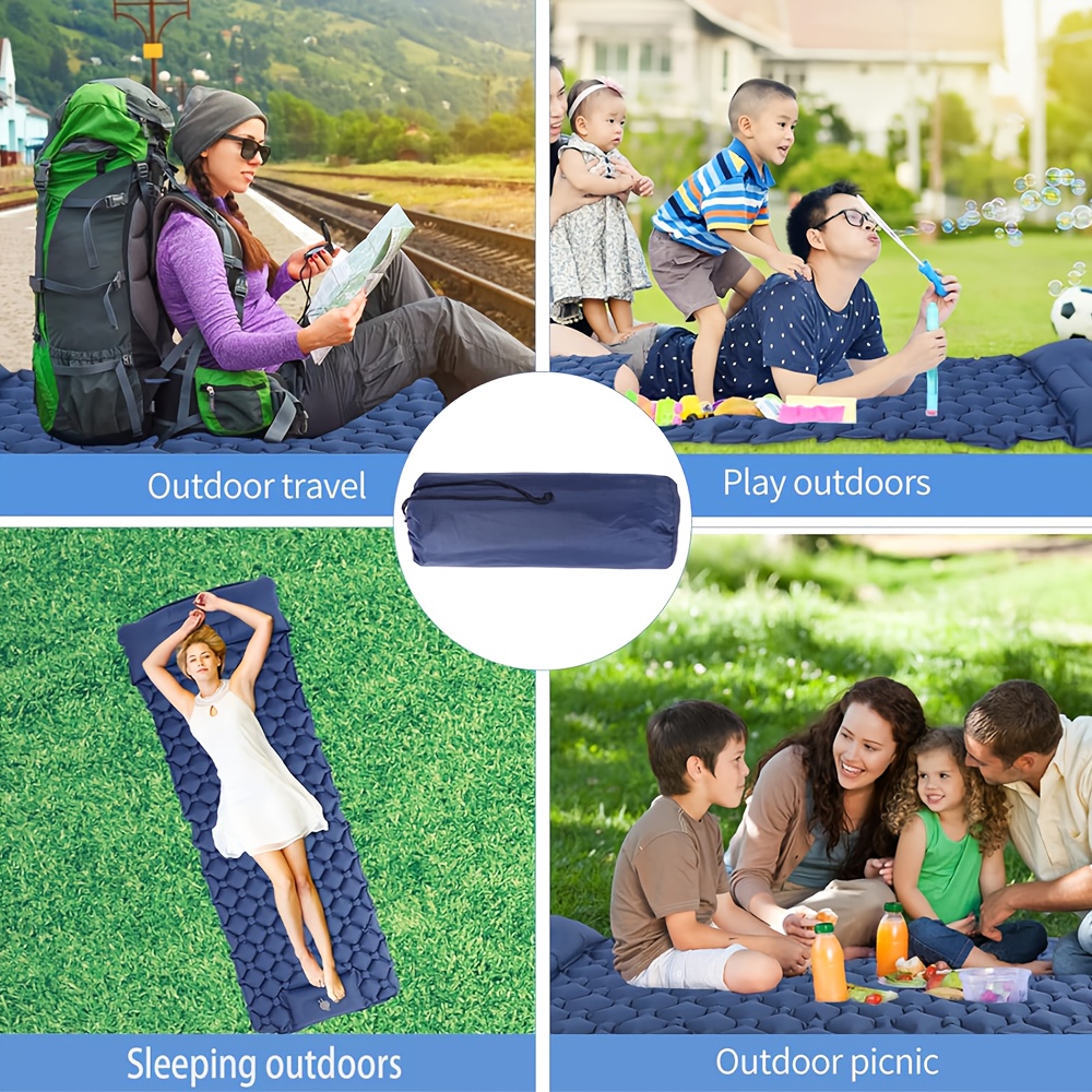 Outdoor Camping Self-Inflatable Sleep Pad, Portable Folding Mattress with Pillow, Built-In Foot Pump, Portable Camping Bed, Tear-Resistant Thickness Camping Pad, Self-Inflatable Air Sleep Pad, Ultra-Light Inflatable Sleep Pad, Suitable for Camping, Hiking, Backpacking, Tents, Picnics, And Travel, Is a Great Summer And Spring Break Gift