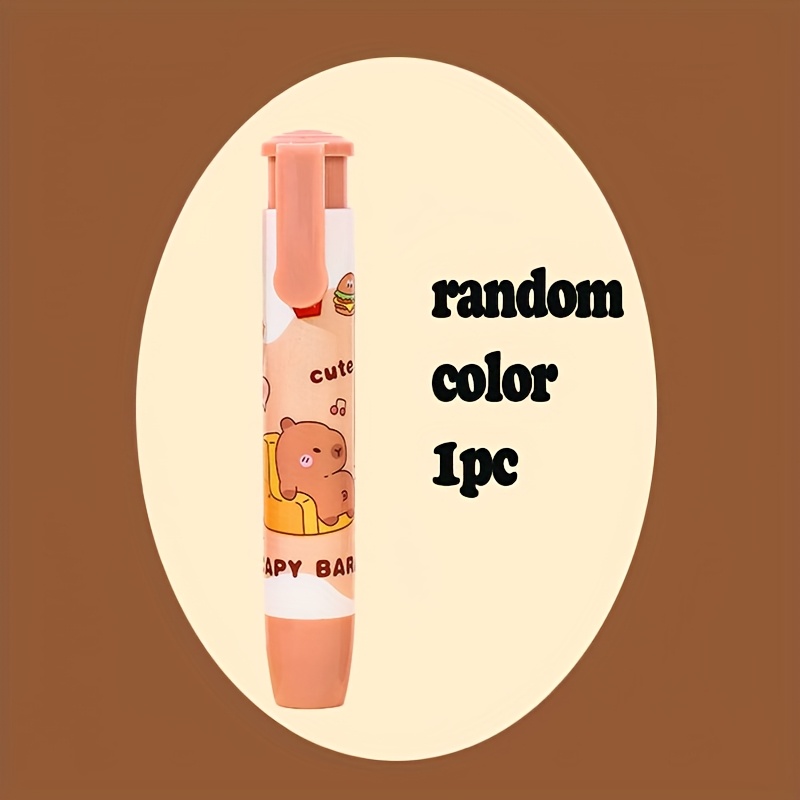 Random Cartoon Capybara Eraser, A Retractable Pencil Eraser, A Creatively Cute Cardboard Balloon Eraser, Suitable For School And Office, Art And Stationery Supplies