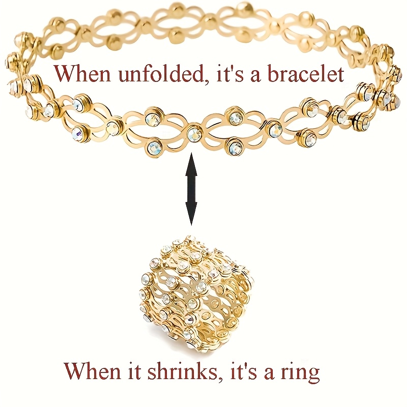 1 unique womens ring y2k stretch ring with micro pave synthetic synthetic zirconia expandable ring that     as a ring when   or as a bracelet when extended suitable for daily wear parties and gift  