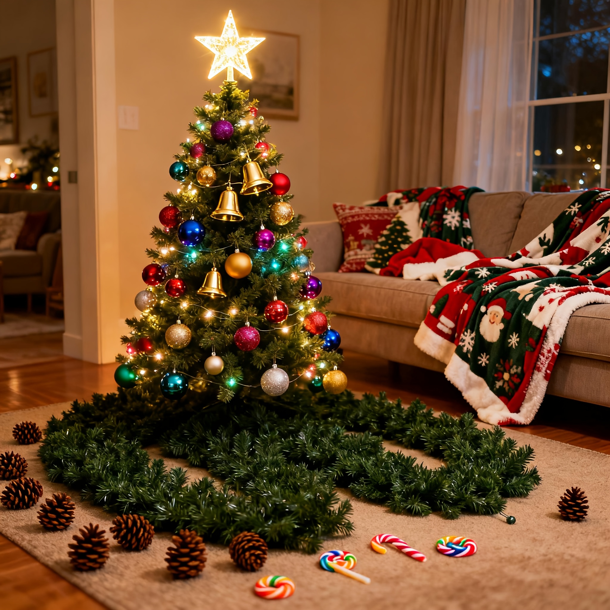 Christmas Garland With LED Lights,Christmas Rattan Artificial Vine