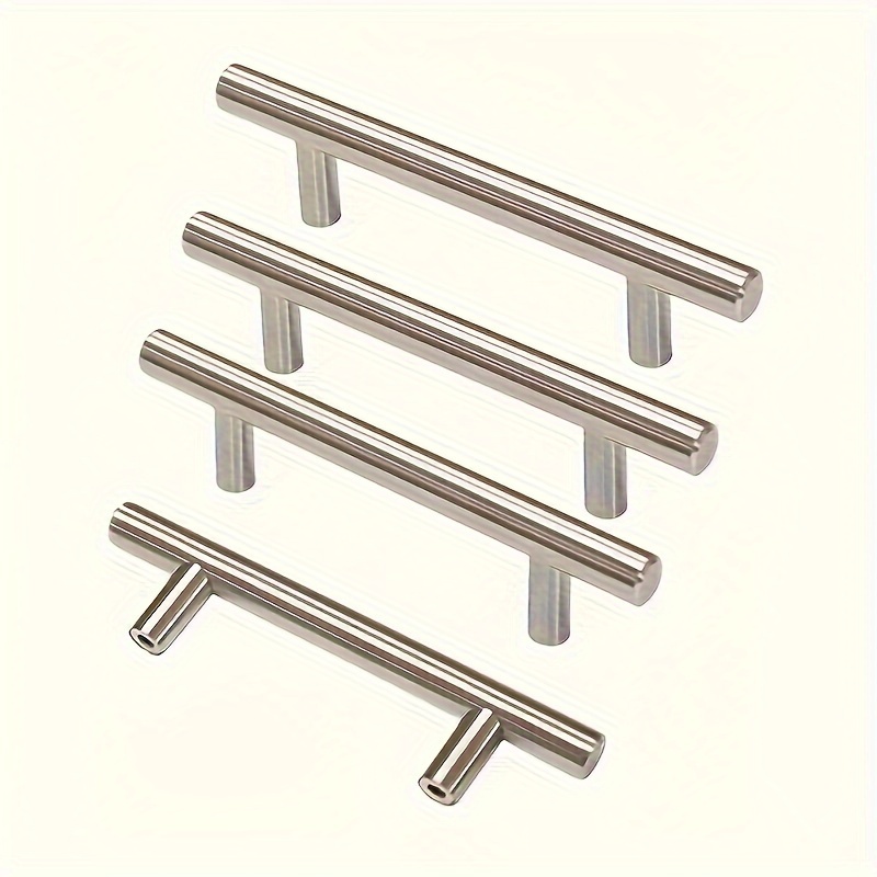 E-shop 4er-Set Elegante Edelstahl-Schrankgriffe - 76mm Lochabstand, Gebürstetes , T-Stab-Design für Kleiderschranktüren & Schubladen, Inklusive