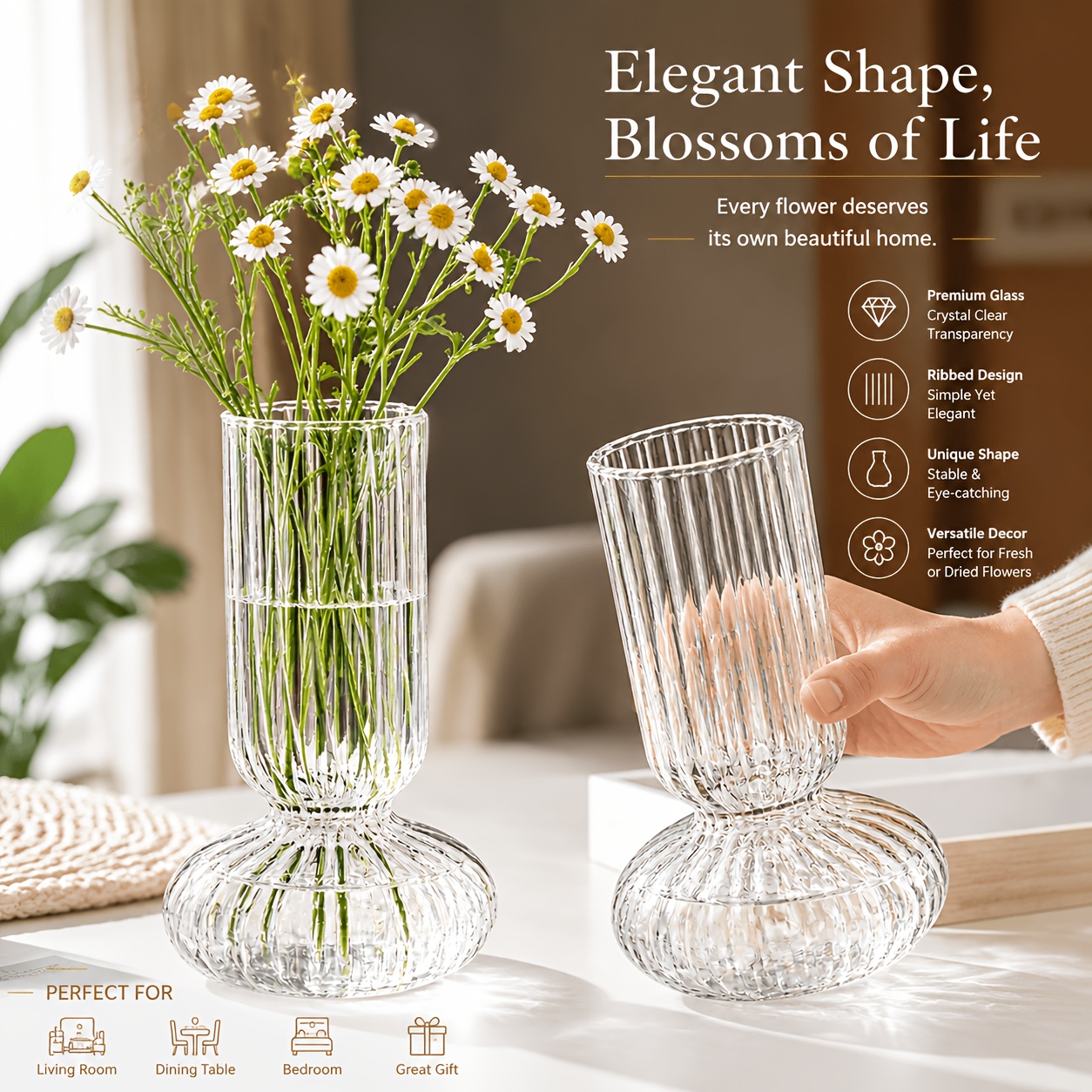 glass vases for flowers sold on Temu United States