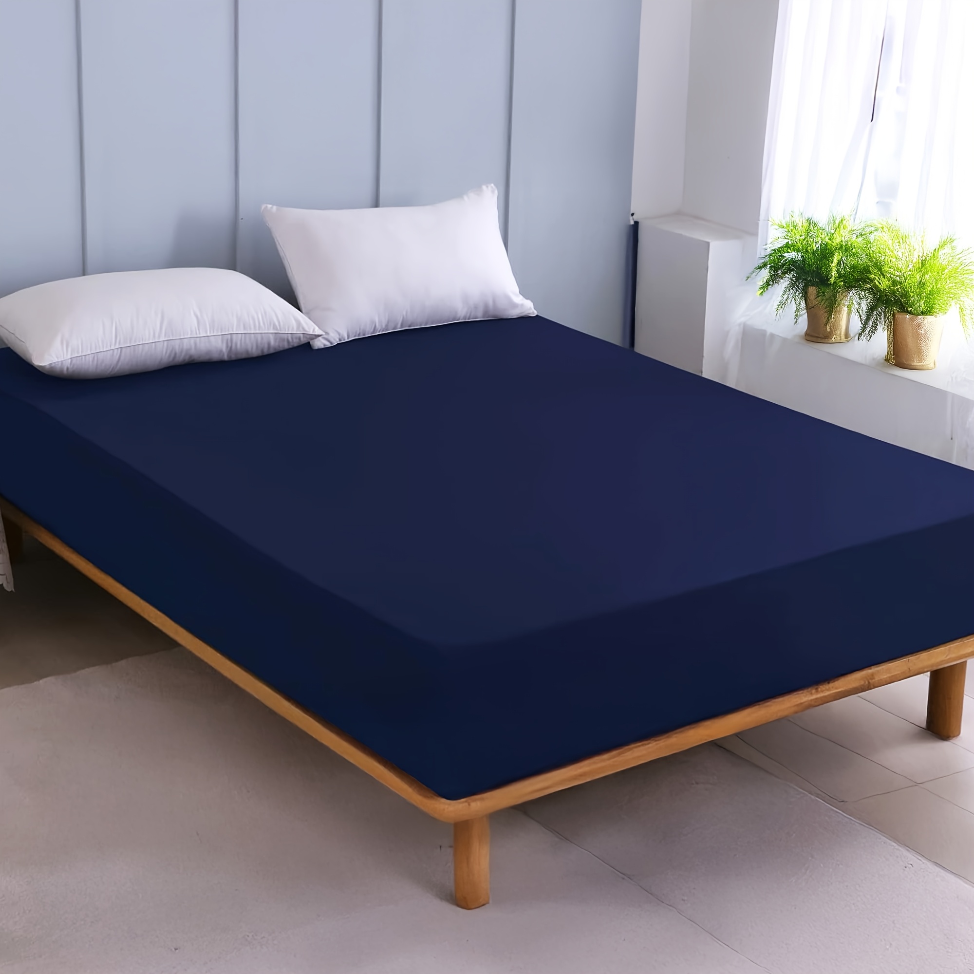 TEMU 1pc Premium Waterproof Mattress Protector - 14-inch Deep Pocket, Stain-resistant, Skin-safe, Non-slip Bed Sheet Protectors, Machine Washable For