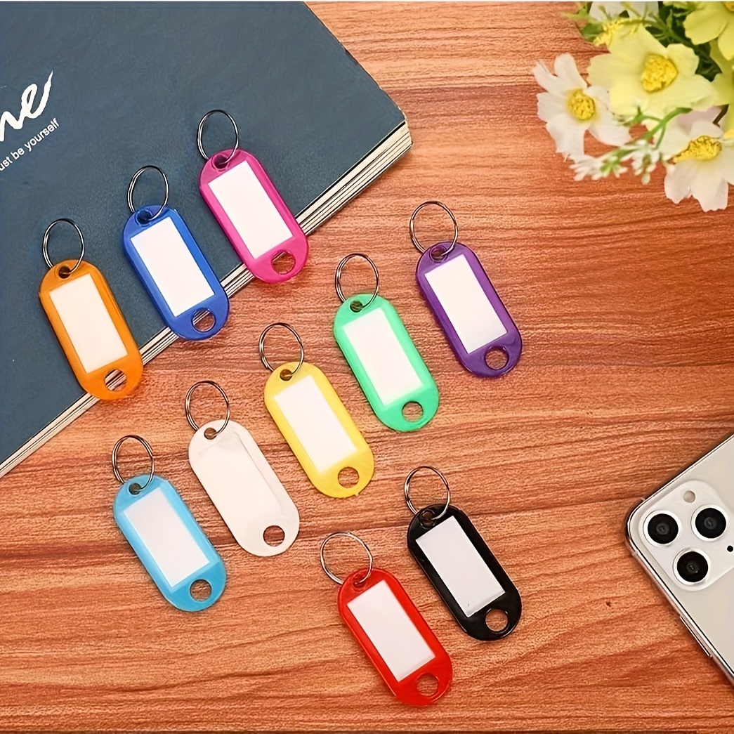 

100pcs Colorful Plastic Keychain Luggage Blank Tag Hotel Number Classification Tag Keyring Keychain