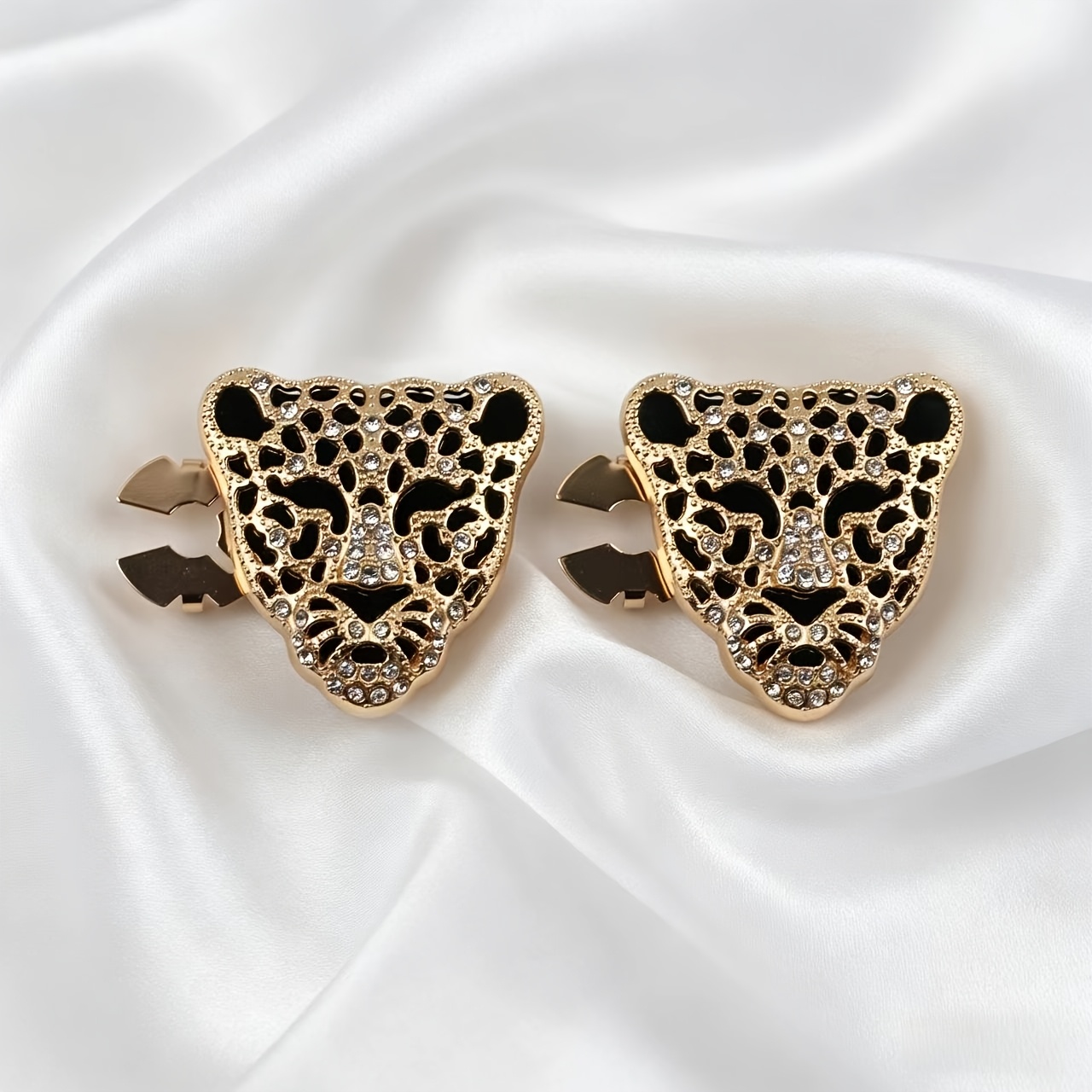 TEMU Lot de 2 boutons de col et de chemise à strass à imprimé léopard, unisexe, , cadeau de Noël