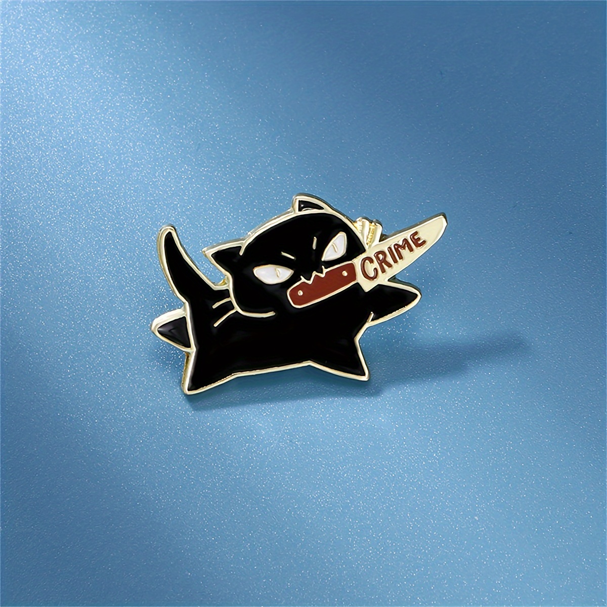 Punky Black Cat Knife Enamel Pin - Adorable and Edgy Jewelry for Women
