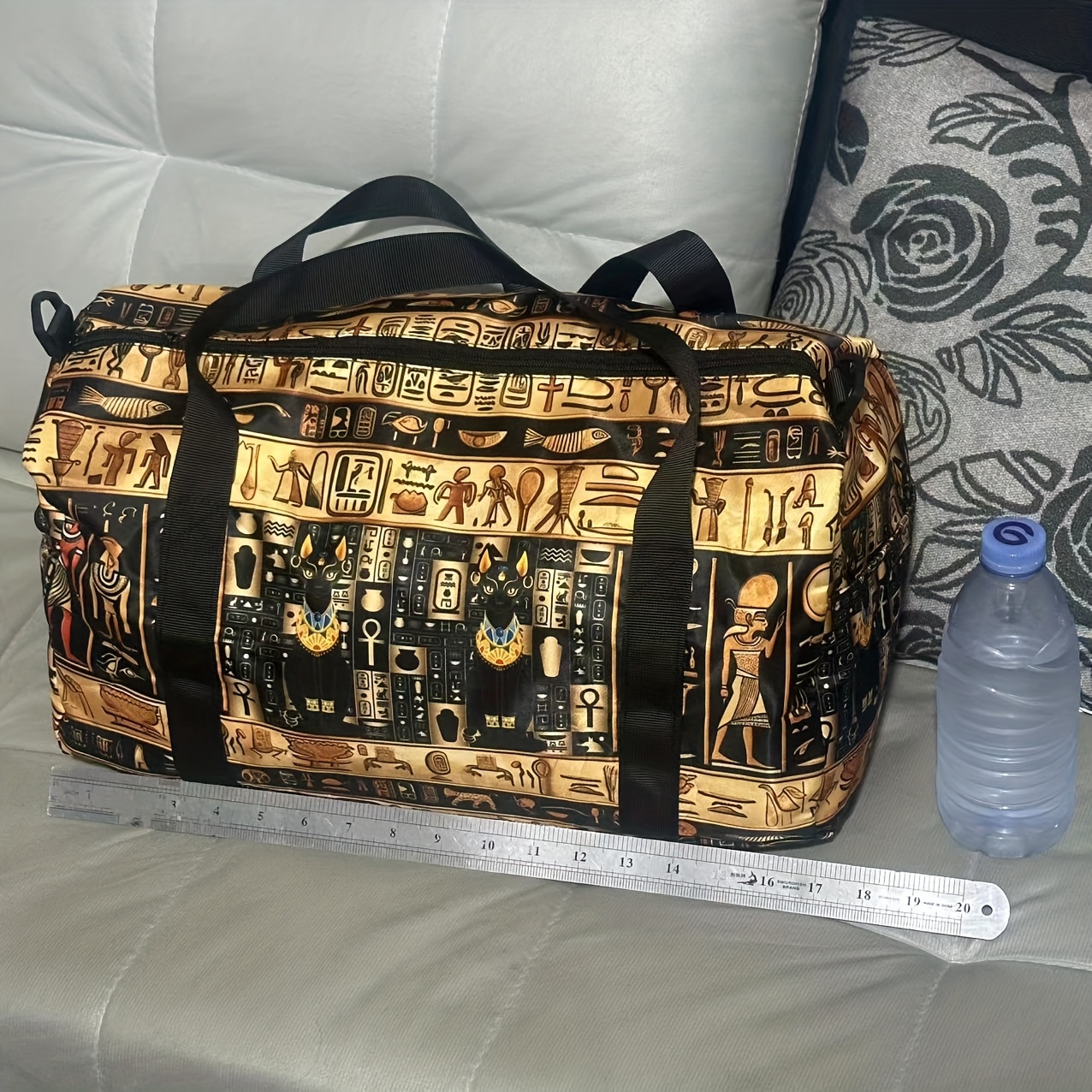 A Duffle Bag Featuring An Egyptian Black , Suitable For Men And Women. This Casual Travel Bag With A Random Print, Is Machine Washable, And Is Perfect For Outdoor Sports Or Yoga. It Makes An Gift