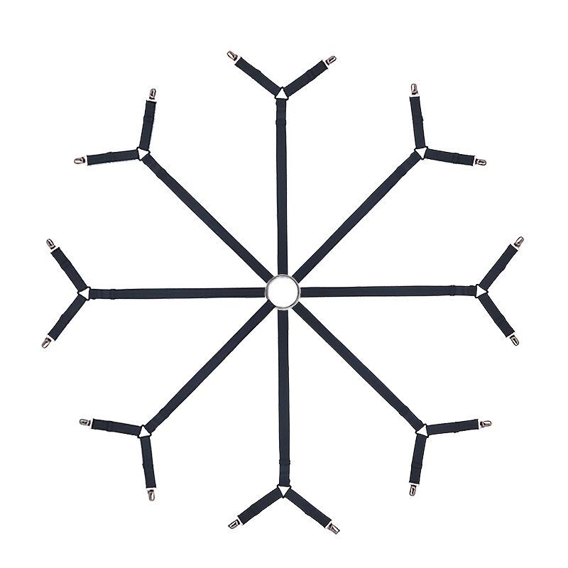 TEMU Support de drap de lit élastique avec 8/12/16 pinces réglables – Équipé de poignées antidérapantes en nylon pour fixer les matelas, couvertures