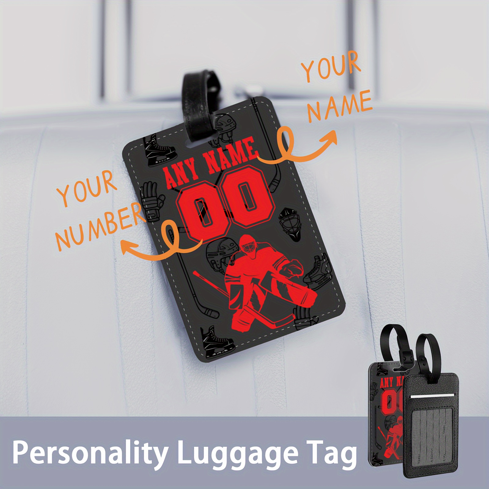 

Customizable Luggage Tag, Personalized Pu Name & Number Id Tag, Novelty Sports Style For Enthusiasts, Accessory For Backpacks