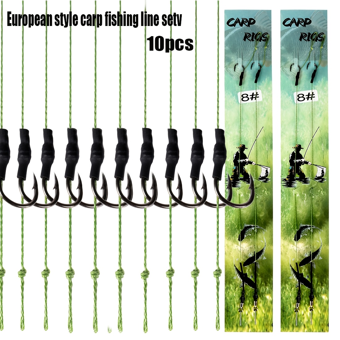 TEMU 10pcs Of European-style Carp Fishing Line Sets For Assembly, Suitable For Sea Rods And Lake Fishing, Complete With Hooks For Easy And Convenient