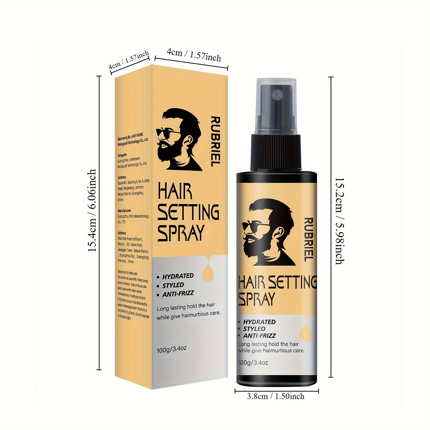 Men's Hair Setting Spray, Moisturizing & Styling, Longlasting Hold For