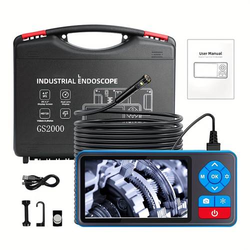 720p hd endoscope with 16ft semi rigid snake built in light rechargeable 2500mah battery usb powered abs borescope for plumbing 4 5