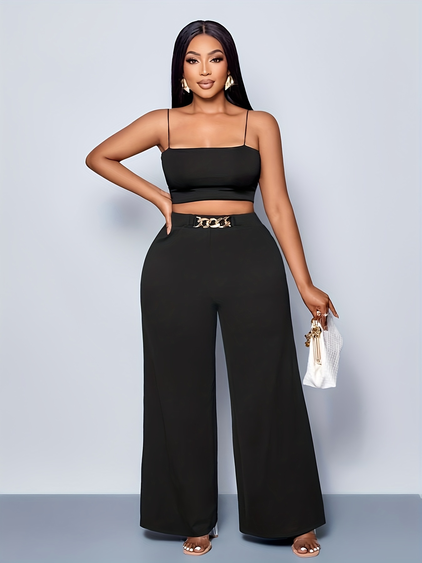 Plus Size, Plus Size Women's High-Waisted Wide-Leg Pants - Stretchy *  Machine Washable Trousers, Solid Black Elegant Casual & Formal Wear, High  Waist ...