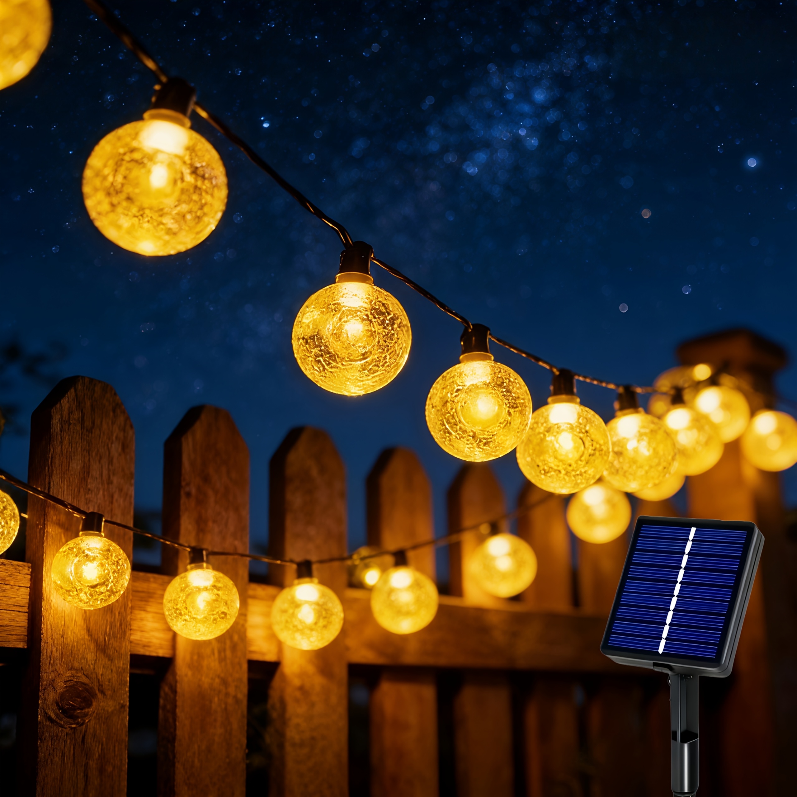 TEMU 2026 New Model, Lithium Bubble Ball Light String, Ip65 Solar Bubble Ball Light, Holiday Decoration, 8 Modes, Christmas, Wedding Lighting,