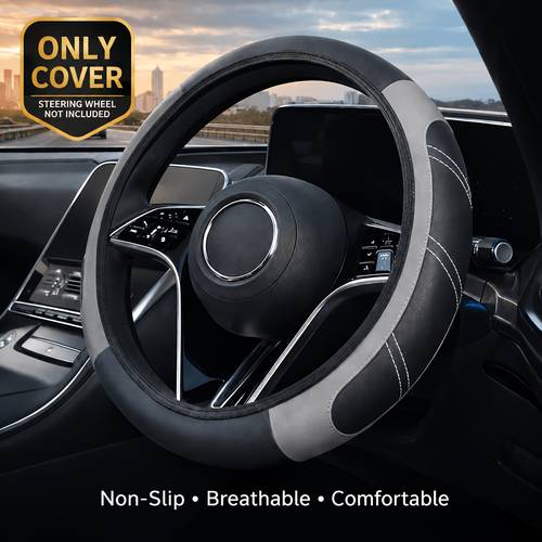 imagen del artículo 1 perforada para volante de cuero sintético - antideslizante, transpirable, | diseño resistente al para | universal para la mayoría de los modelos de coche ( disponibles)
