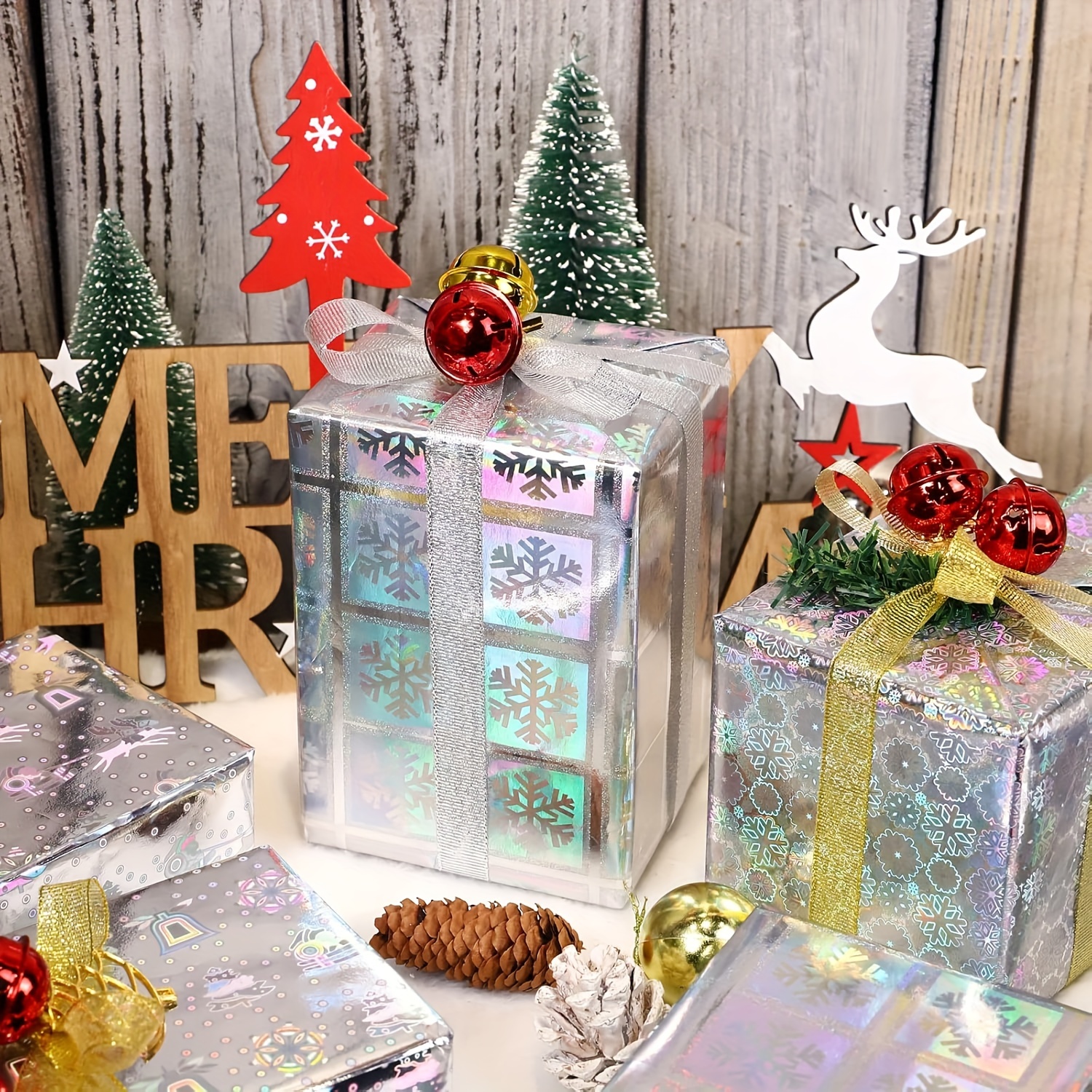 rollo mini de papel con de nieve, verde y para envolver regalos,  cm x Ideal para Navidad o f