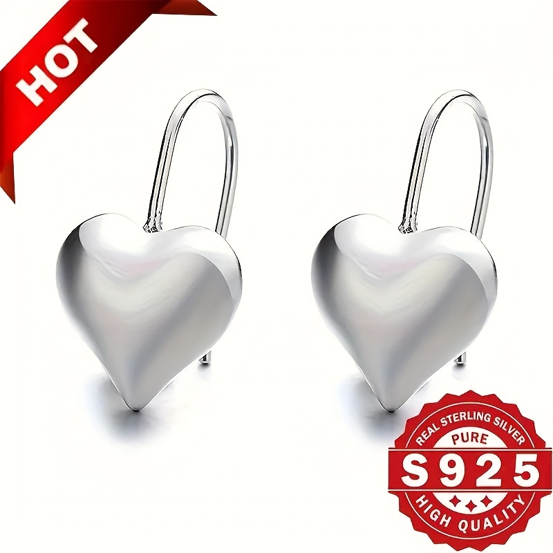 

Heart Earrings - 925 Sterling Silvery, Hypoallergenic, Elegant Vintage Style, Women, Dating, Anniversaries And Casual Attire - Nickel, Lead And Free Jewelry, Best For Christmas