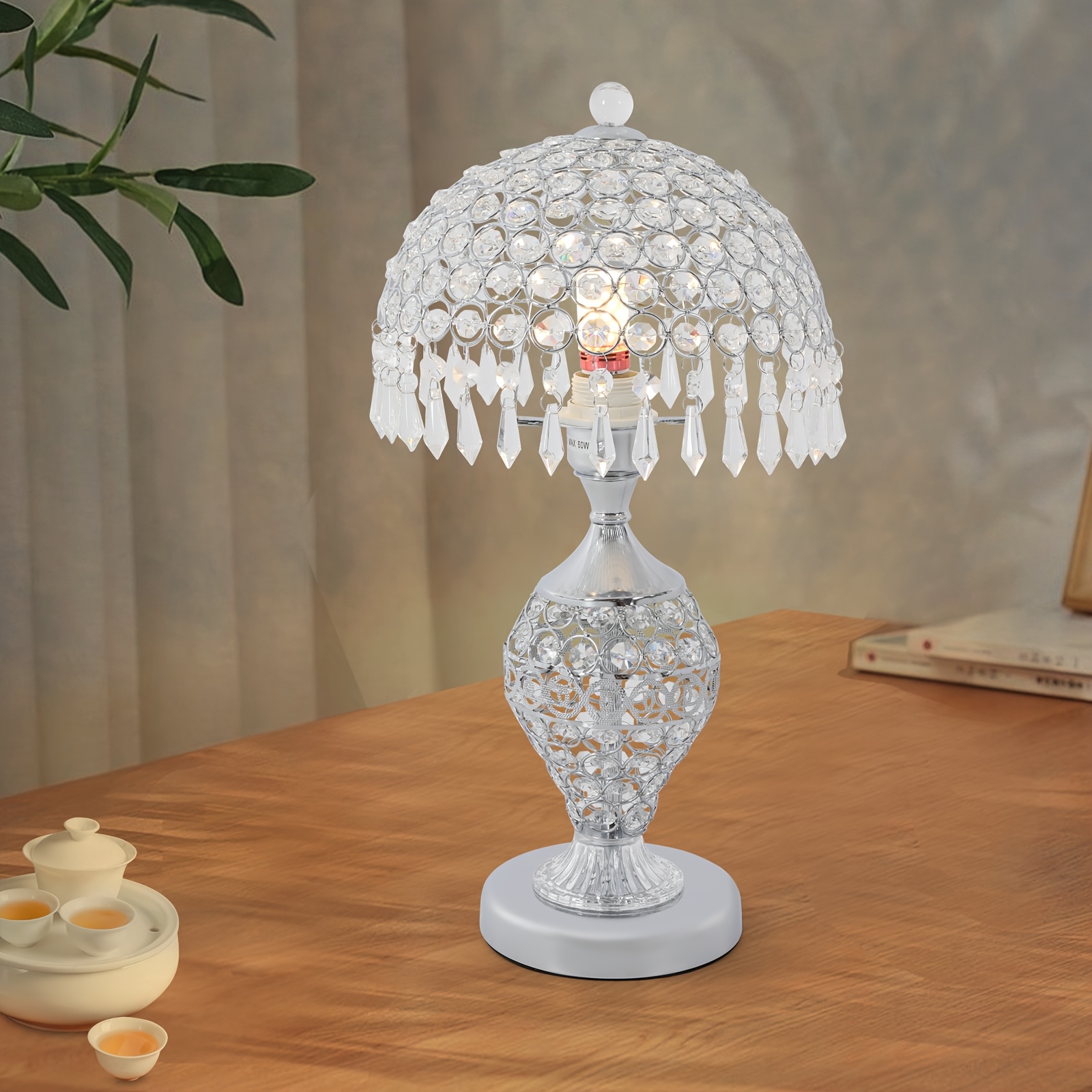 

Silvery Mermaid Crystal Table Lamp With Switch Button, American Standard