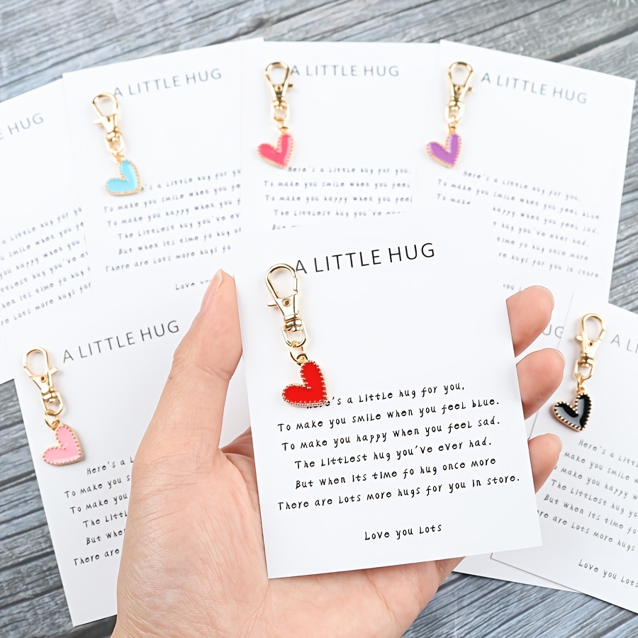 

a " Keychain With Personalized Note - Golden Alloy Charm, Cartoon , Paper Card For Valentine's Day - Ideal Gift For Girlfriend, Mom, Best Friend