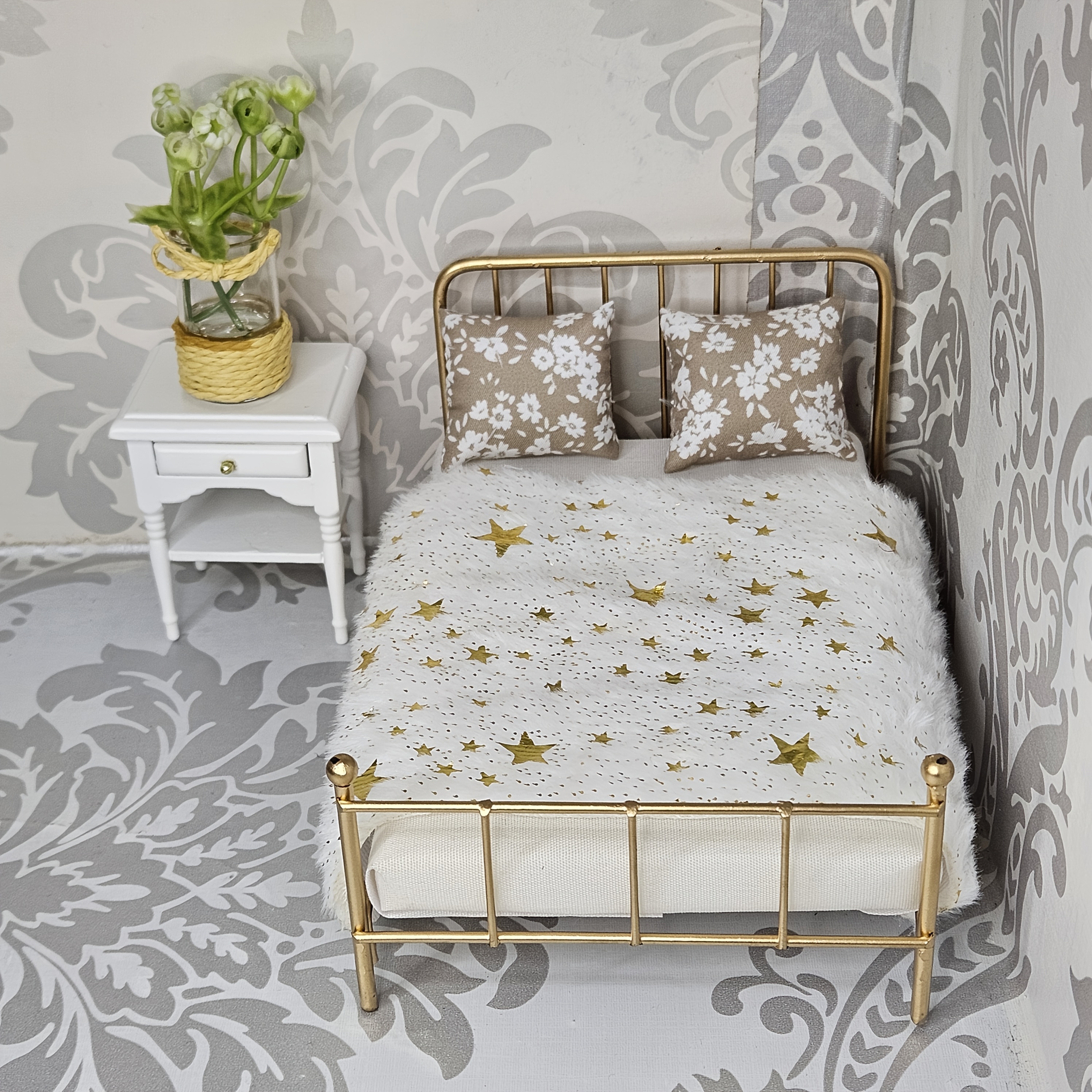 1:12 scale miniature dollhouse bedroom set double Temu United