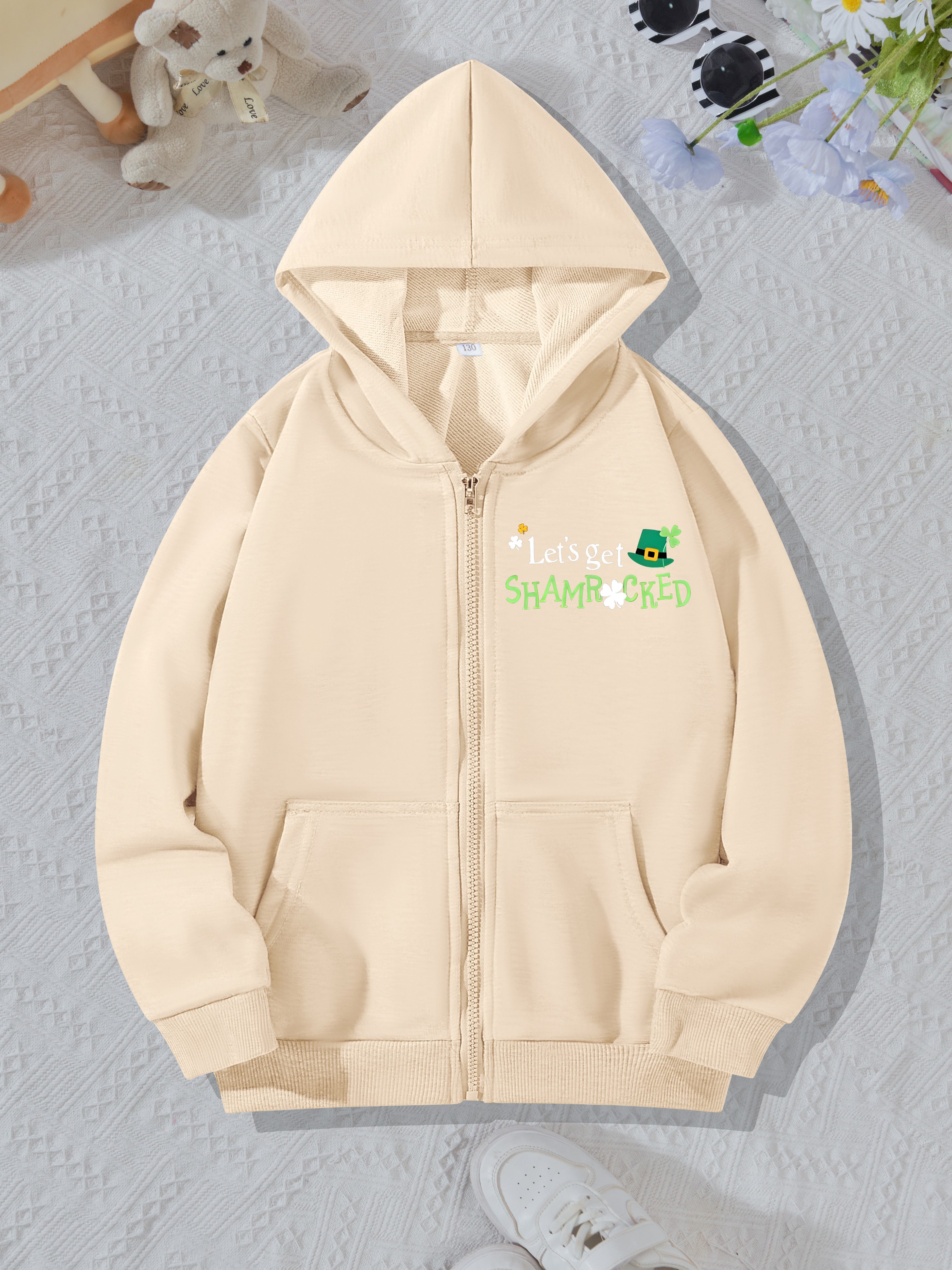 St. Patrick's Day 'let's Get Shamrocked' Print Girl's Hoodie - Temu