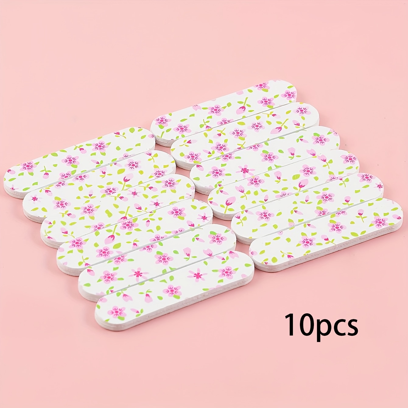 10pcs Of Floral Mini Nail Files With Double-sided Sandpaper - Unscented, Portable Manicure Tools Suitable For Nail Art And Care