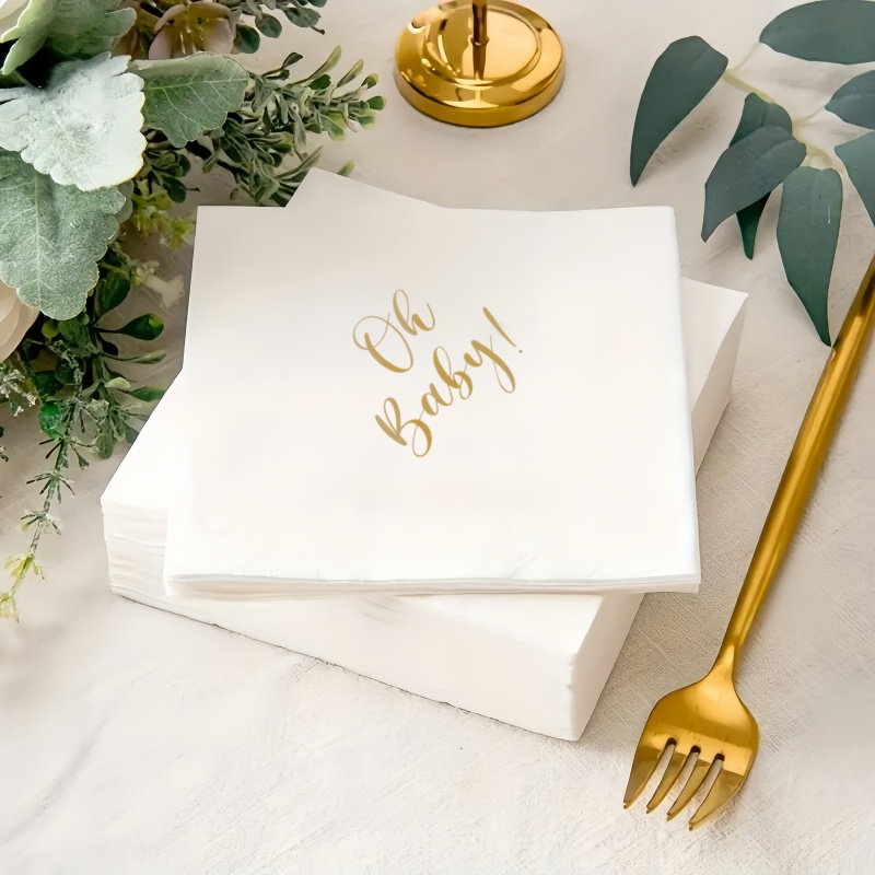 Image of 20pcs/set Ohbaby Double-layer Disposable Welcome Party Napkins Creative Birthday Party Paper Decor Napkins Gender Reveal Party Supplies For Halloween、christmas
