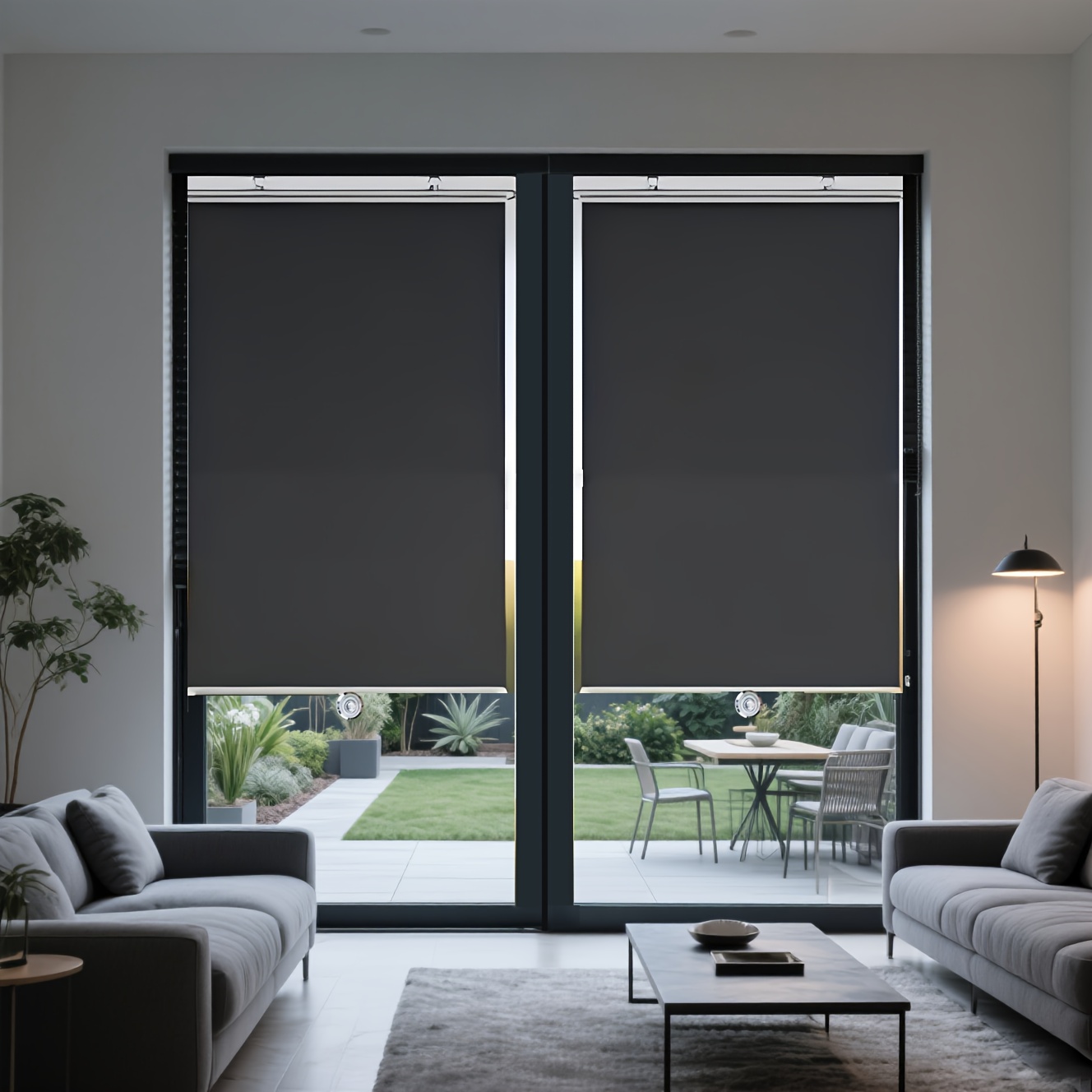 2pcs No-Drill Retractable Blackout Curtains, UV Protection Thermal Insulation Window Shades for Office Balcony Kitchen Use, Privacy and Cooling Decorative Home Accessories