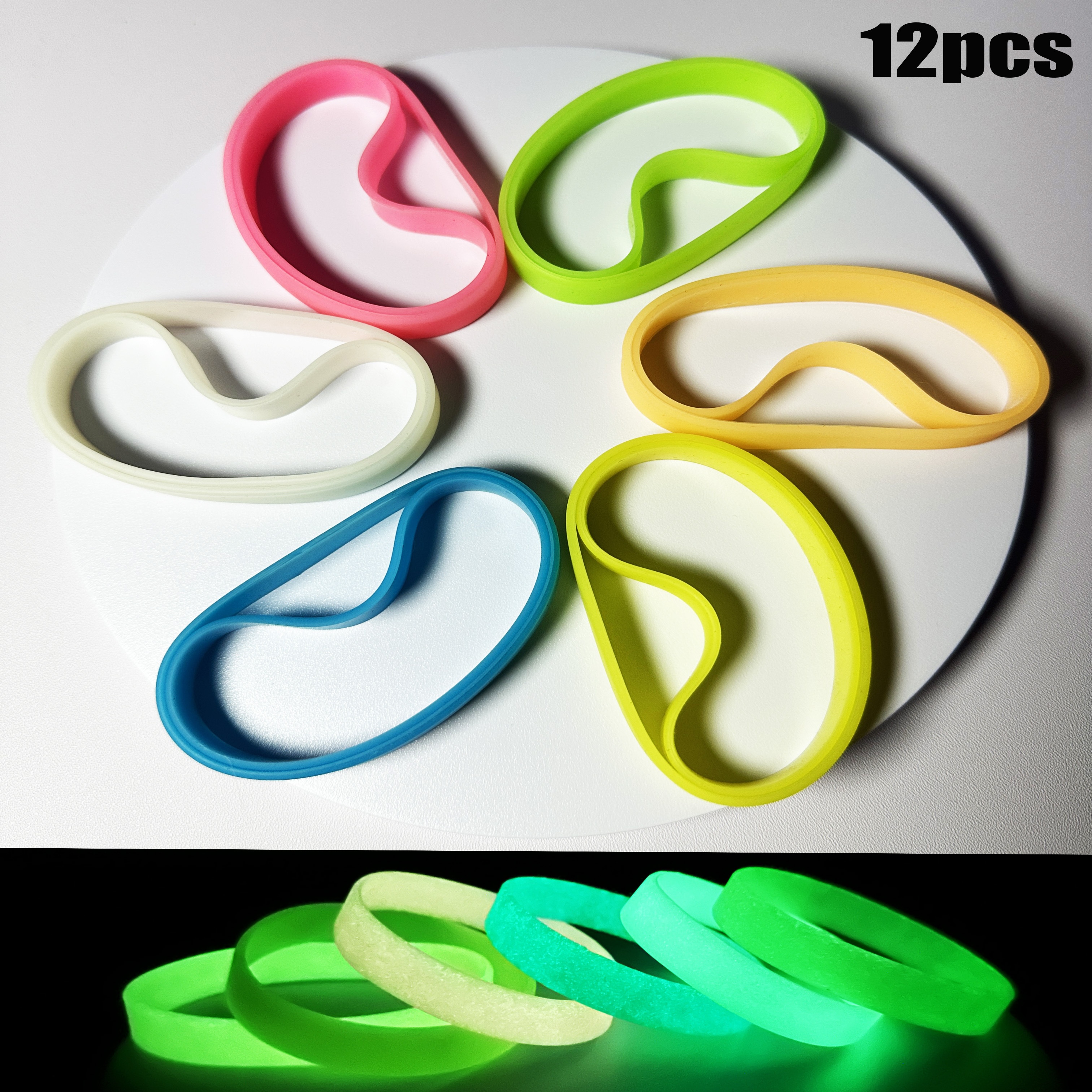 TEMU 12 -the-dark Bracelets - Non-toxic Luminous Party Favors, Suitable For Night Running, Concerts, Weddings & Carnivals – Multicolor Fluorescent