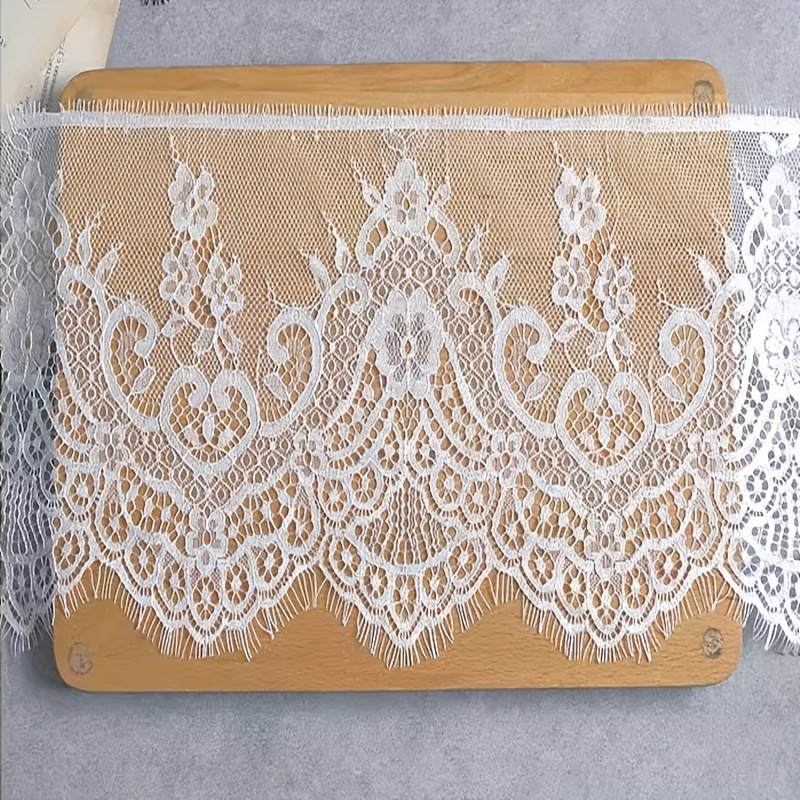 TEMU Bordura in pizzo lunga , tessuto di pizzo con bordi a frange, adatta per decorazioni nuziali, styling da sposa, abbellimento di abiti, lavori di