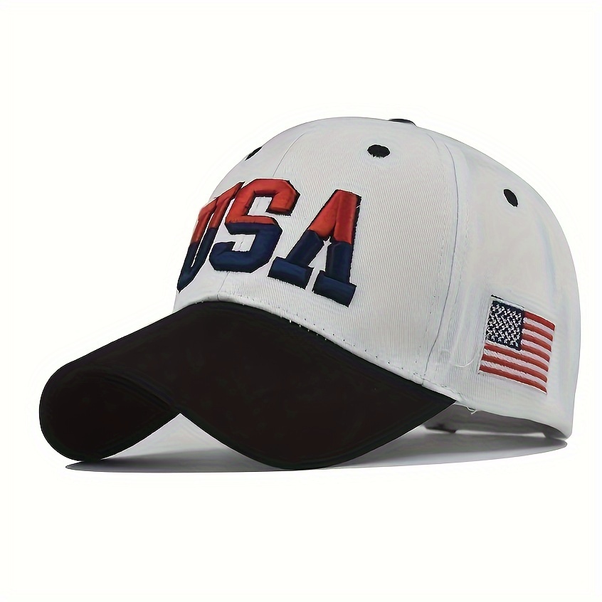 

Retro Usa Flag Embroidered Baseball Cap - Unisex Washed Strapback Hat