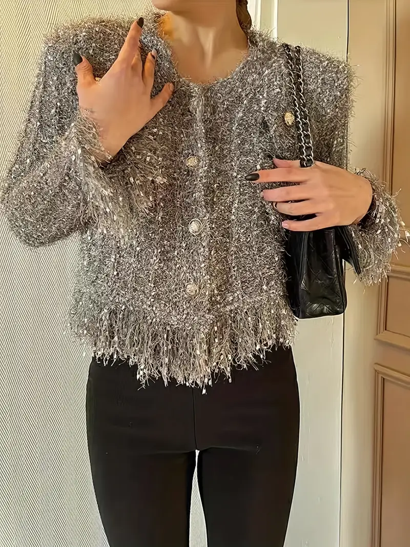 Sweet Elegant Tassel Cardigan Collar Tops Sweet Elegant Tassel Cardigan Collar Tops