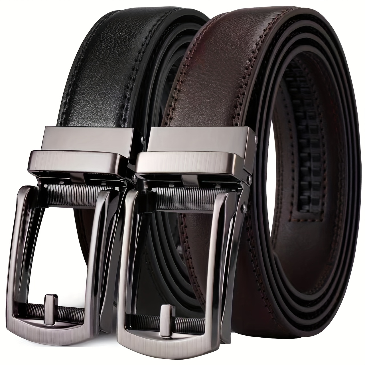 TEMU Confezione cinture da stile business - PU con fibbia in per pantaloni casual ed eleganti