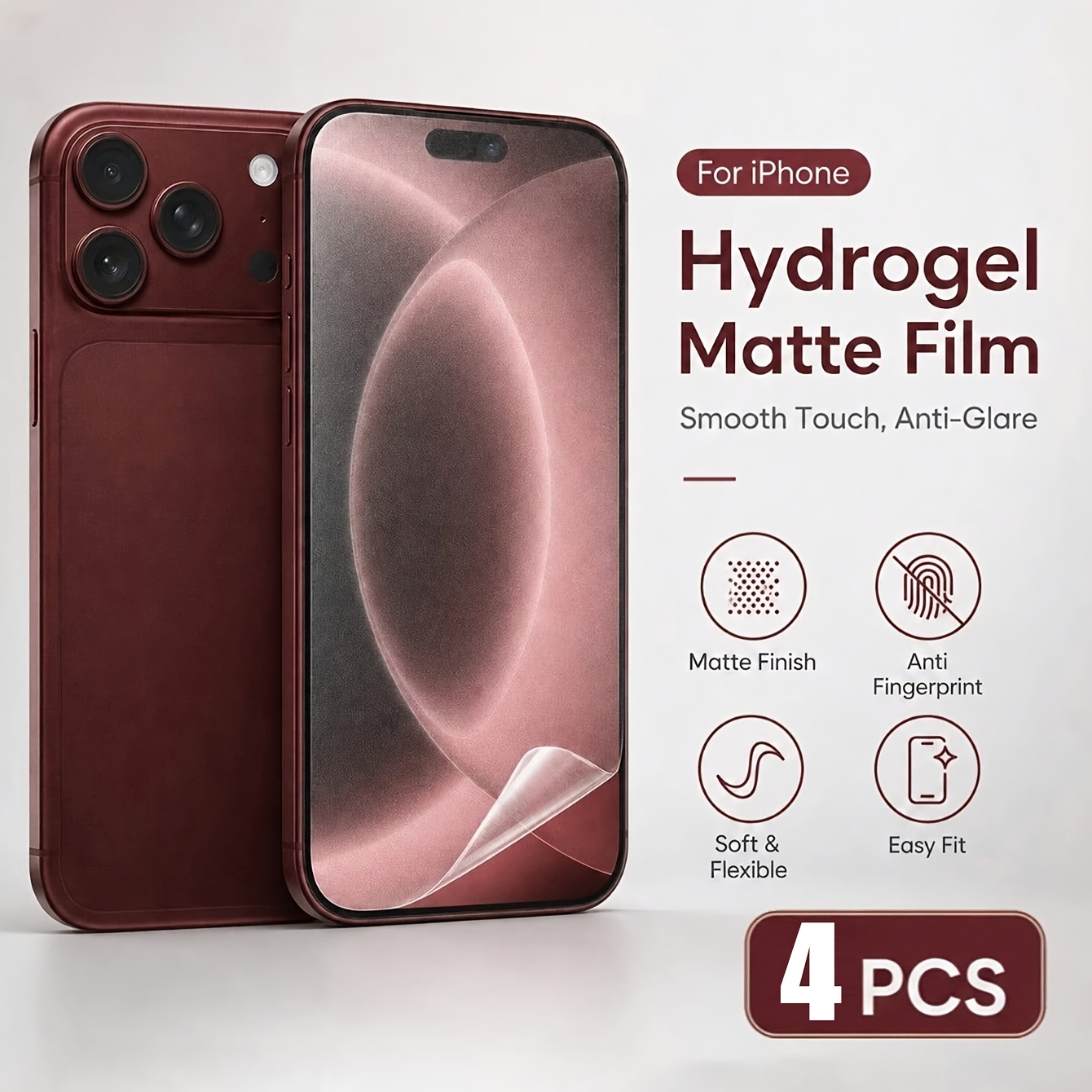 TEMU 4pcs Full Hydrogel Film For Iphone 18 Pro Max/18 Pro/17 Pro Max/17 Pro/17/16/15/14/13/12/11/air/17e/16e/plus/mini/x/xr/xs Max, Soft Frosted