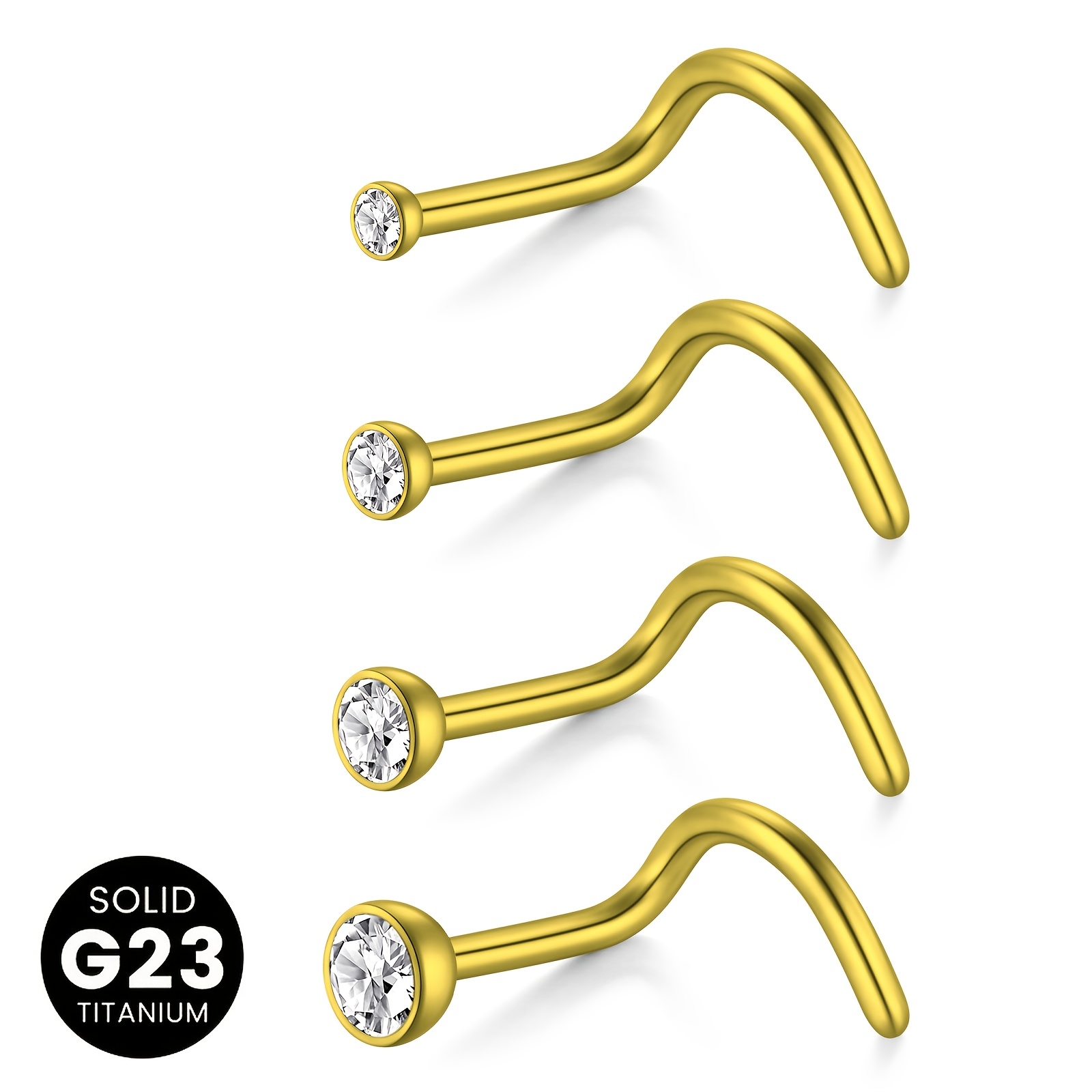 4pcs G23 Titanium Alloy Nose Studs & Rings Set, Hypoallergenic