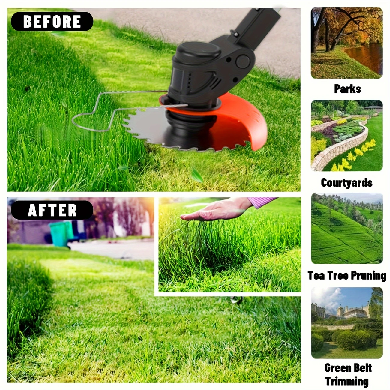 electric lawn mower 24v with 2 lithium batteries 3 kinds of blades lithium battery cordless handheld lawn mower for small to medium sized lawns and gardens details 2