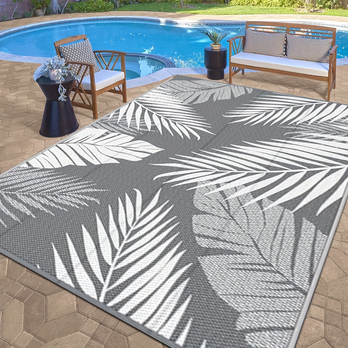 carrying   four ground nails   material outdoor rugs terrace camping plastic mat rv indoor and outdoor floor mat suitable for patio outdoor entrance backyard deck bench picnic camper