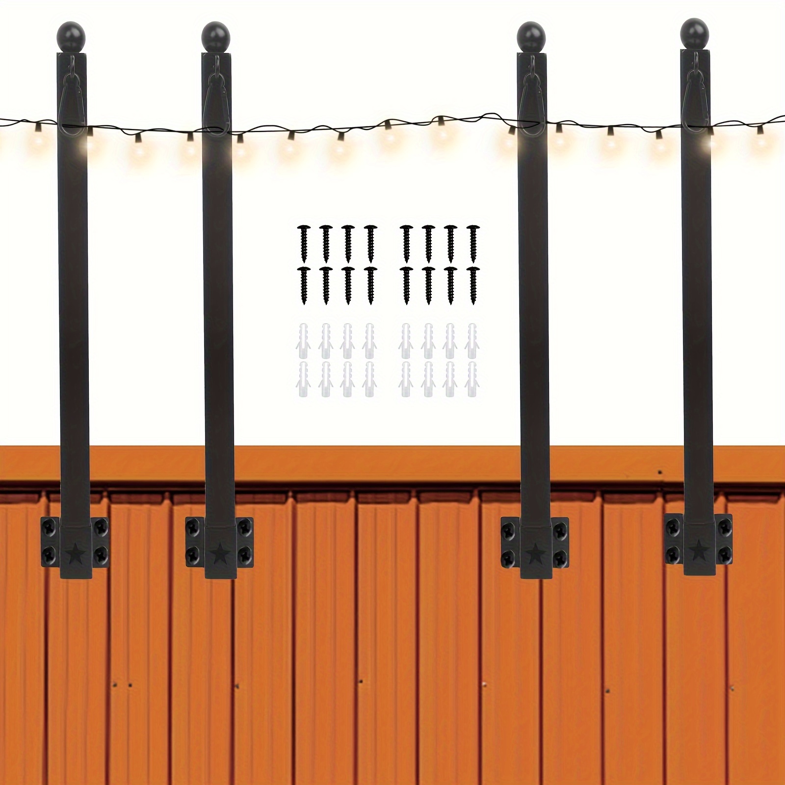 

Outdoor String Light Poles, 4 Pack 1.37 Ft Hanging Light Poles For Outside String Lights, Freestanding Outdoor Light Pole With Fixing Clip And Hanging Base For Garden Backyard Deck Fence Railing Eaves