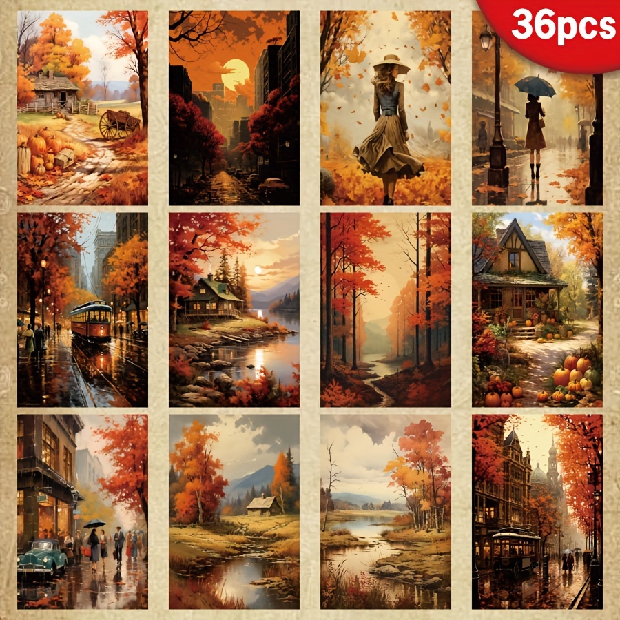 

Vintage Fall City Themed - 36 Sheets A5, & Recyclable, Ideal For Diy Greeting Cards, Bullet Journals, And Crafts