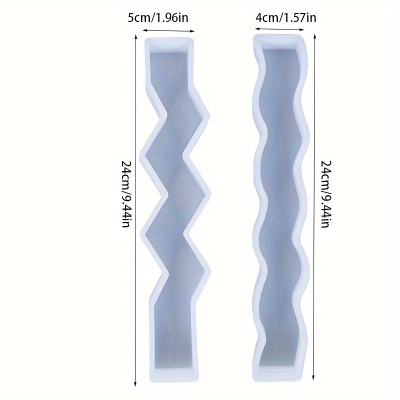 2pcs/candle Molds 3d Pillar Stand Long Wave Mold Strip Geometry Speical Shaped Candles Holder Making Silicone Mould For Candles Soap Wax
