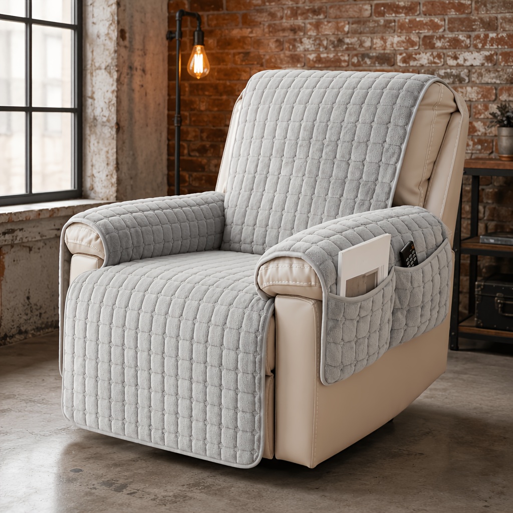 TEMU [square Chesterfield] 1pc Anti-slip Square Single Sofa Cover, Buckle Fixed, Non-slip Sofa Cover, Sofa Protector, Non-hair, Pet-friendly, Machine