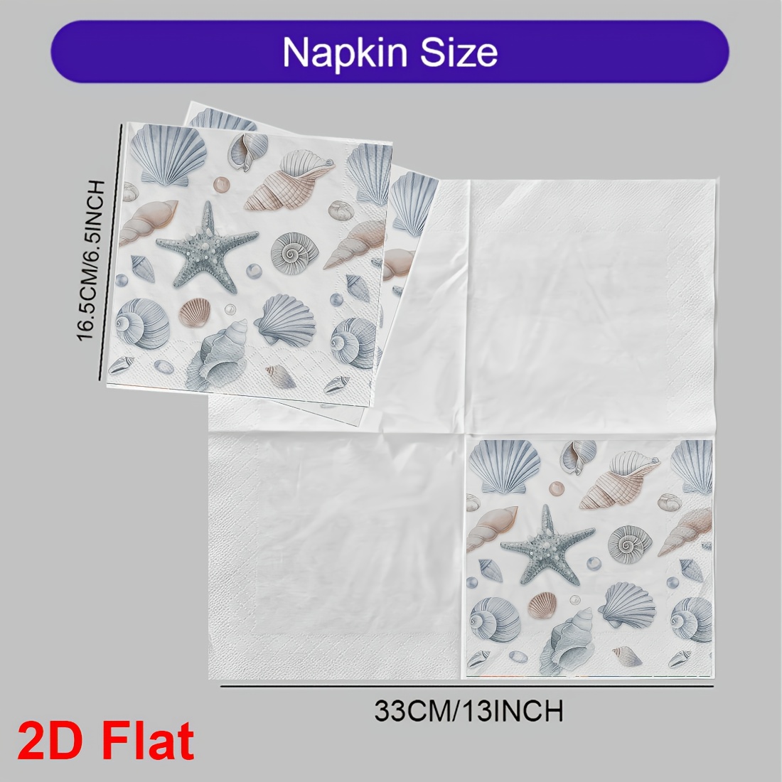 TEMU 20 servilletas 2D impresas, servilletas desechables elegantes con estampado de conchas y – Diseño para de playa, fiestas y uso diario. Adecuadas