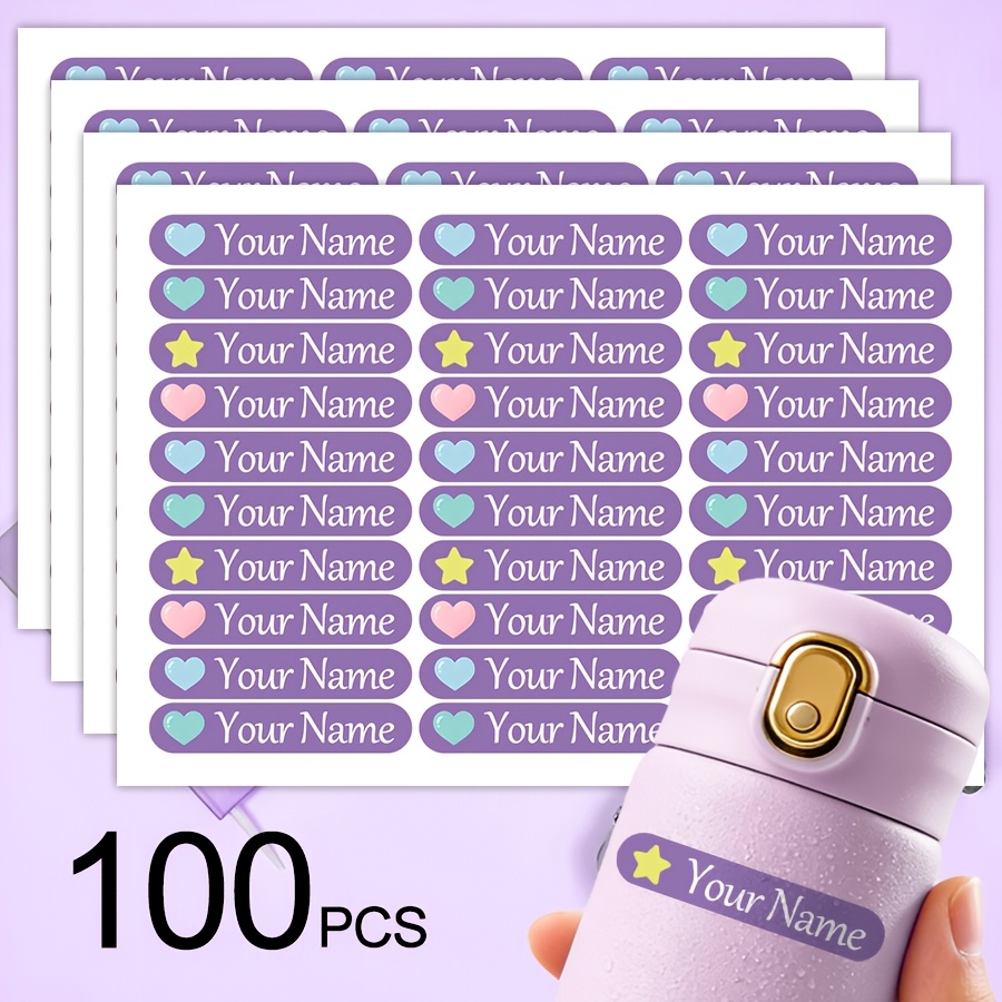 TEMU Etiquetas de personalizadas de la serie con de corazones sobre de 4.7*0.9 cm, pegatinas autoadhesivas de identificación de resistentes al ,