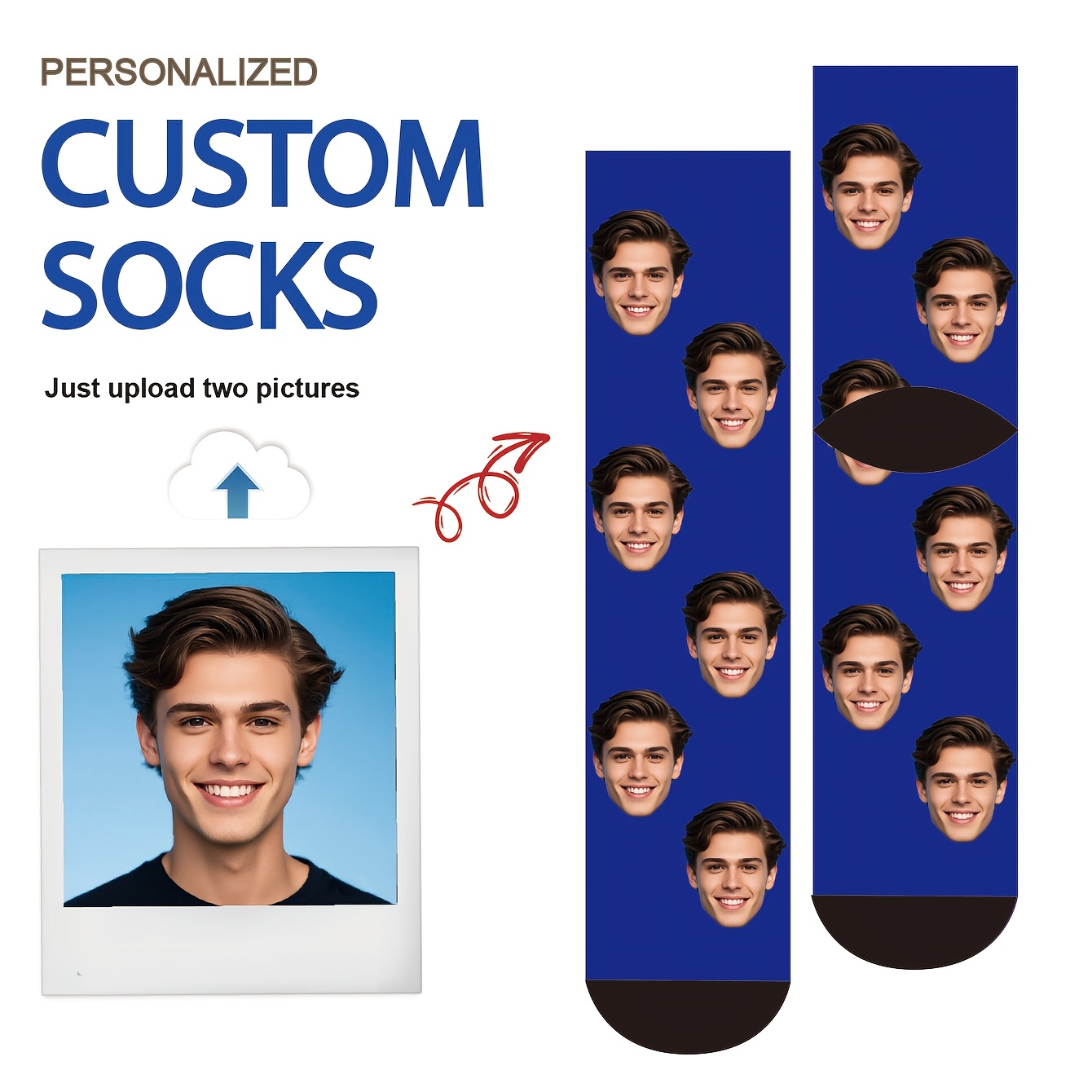1 Pair Of Custom Socks, Personalized Matching Socks,featuring Stylish Designs With Photos,romantic Gift Socks,anniversary Gifts For Couples, Valentine's Day,wedding Party Socks,funny Matching Socks