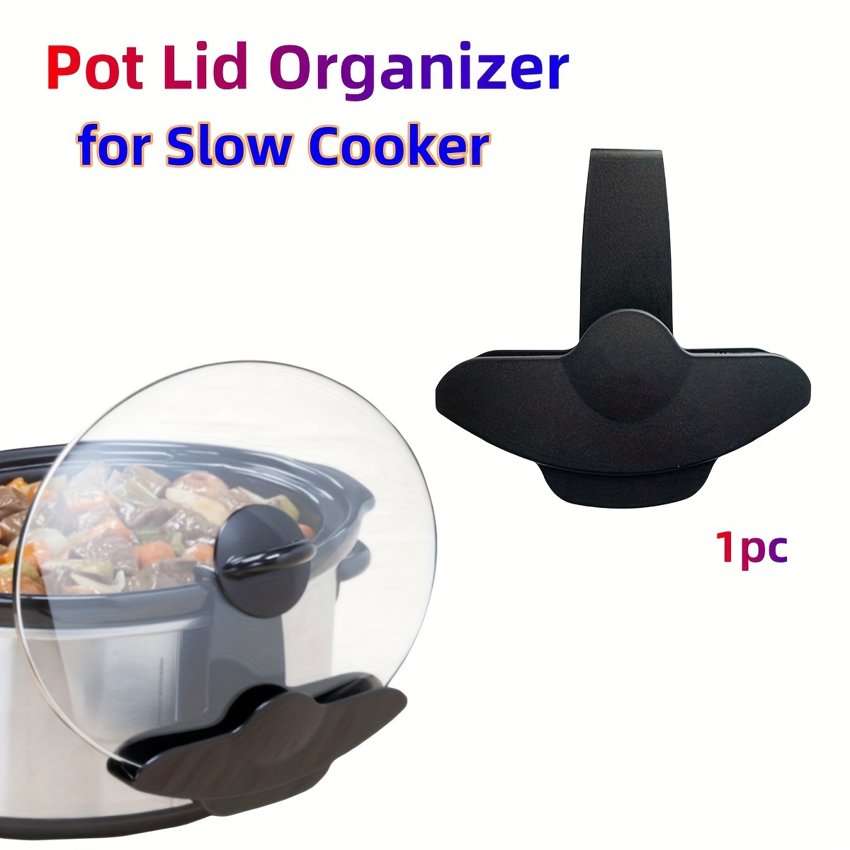

Slow Cooker Pot Lid Organizer, Hands-free Pot Lid Storage Rack Suitable For Most Slow Stew Pots Crock, Kitchen Pot Lid Holder - Keep Your Countertop Free And Clean
