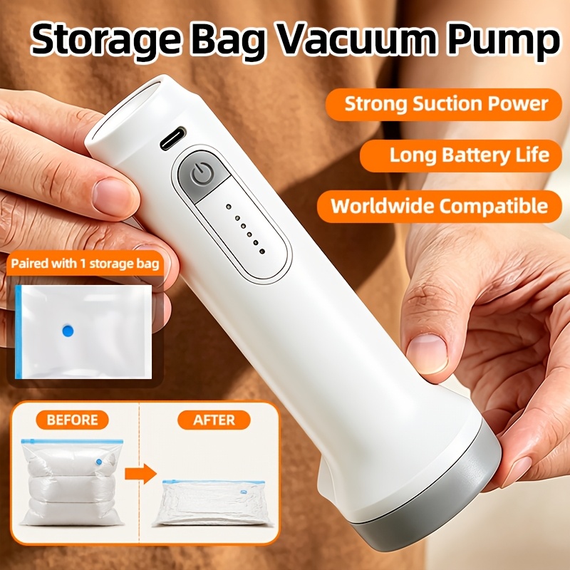 TEMU Upgraded Wireless Electric Vacuum Pump, Suitable For Vacuum Storage Bags, Usb Rechargeable Portable Vacuum Pump, Easy To Operate, , Weighs Only