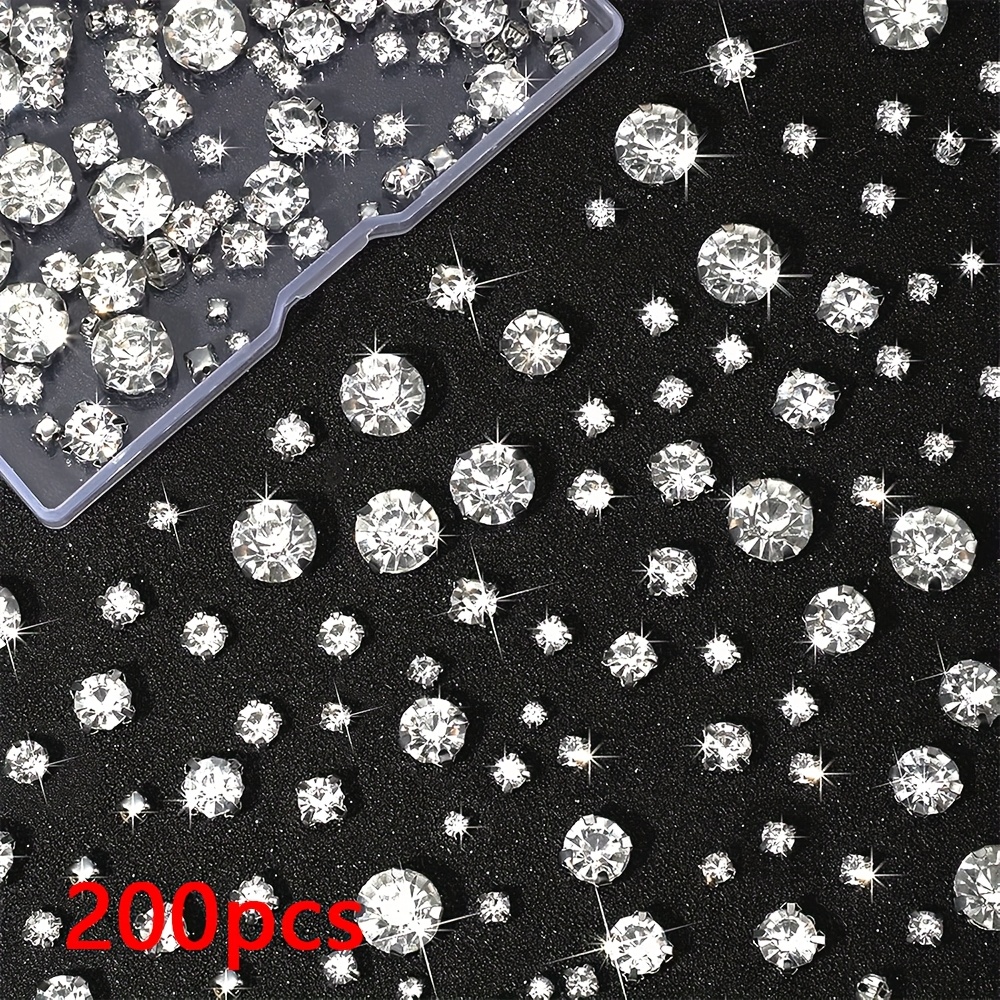 Image of Sew-on With Silvery Claws, 100/200/500pcs Transparent Glass With Silvery Claws, Suitable For Jewelry, Clothing, Shoes, And Apparel, 3-10mm